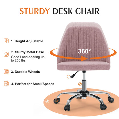 JHK Armless Small Desk Office Chair Cute Vanity Swivel Chair