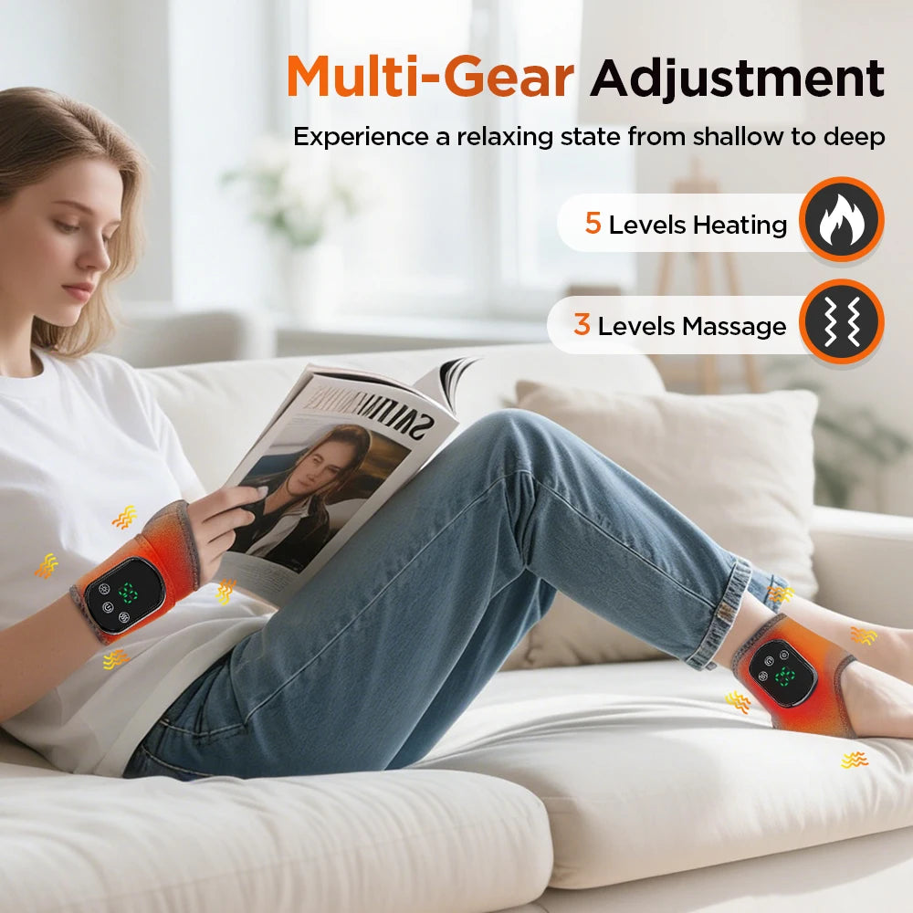Heated Wrist & Foot Massager for Carpal Tunnel, Cordless Hand Wrist Brace with 5 Heat & 3 Vibration Modes, Arthritis Pain Relief