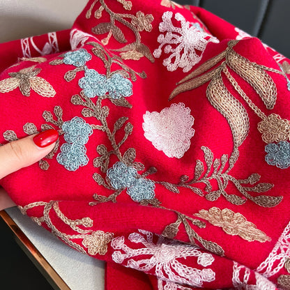 New Winter Warm Cashmere Scarf for Women Embroidery Pashmina Blanket Thick Shawl Wrap Neckerchief Fashion Bufanda Echarpe Poncho