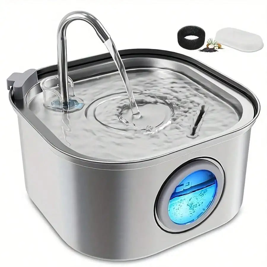 Quiet 108oz stainless USB cat and dog fountain.