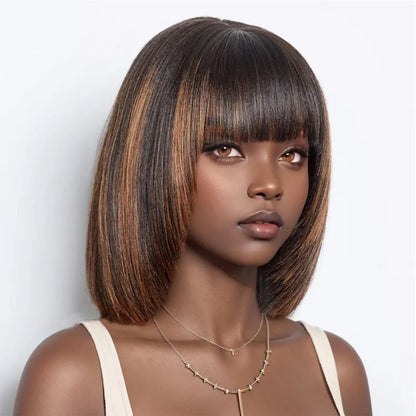 Glueless 4/27 lace bob wig, human hair.
