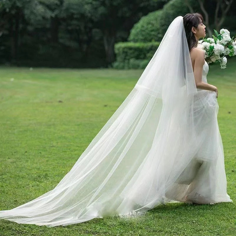 Wedding Veil Cut Edge Bridal Veils Women's Extra Long Wedding Headpiece 0.8* 1.5+ 3 * 1.5 Meters