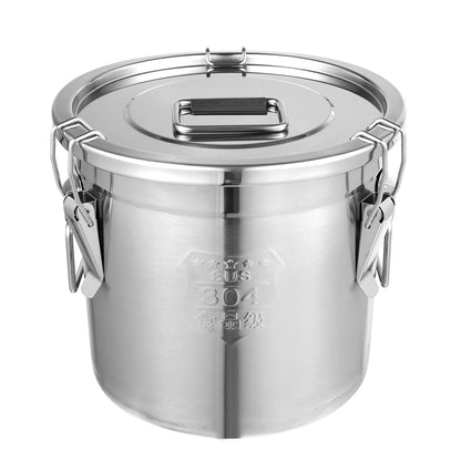 21/33L Stainless Steel Storage Bucket With Lids and 3 Sturdy Locking Clamp Storing Various Dry/Wet Items