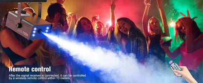 1500W Smoke Machine RGB 6 LED Fog Machine with Remote Control for DJ Disco Party Christmas Stage Effect Fogger Machine