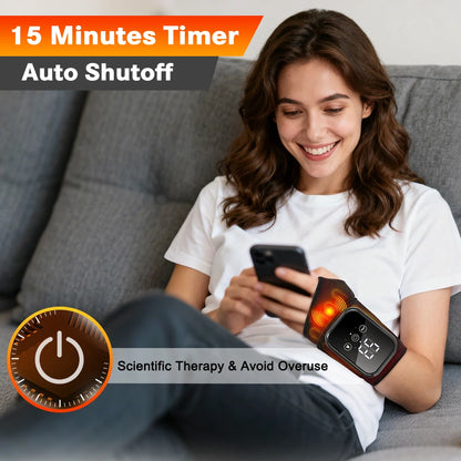 Heated Wrist & Foot Massager for Carpal Tunnel, Cordless Hand Wrist Brace with 5 Heat & 3 Vibration Modes, Arthritis Pain Relief