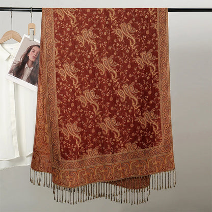 Autumn Winter Scarf Women Pashmina Shawls Cashmere Blanket Paisley Warm Thick Chunky Stoles Lady Elegant Poncho Outdoor Bufanda