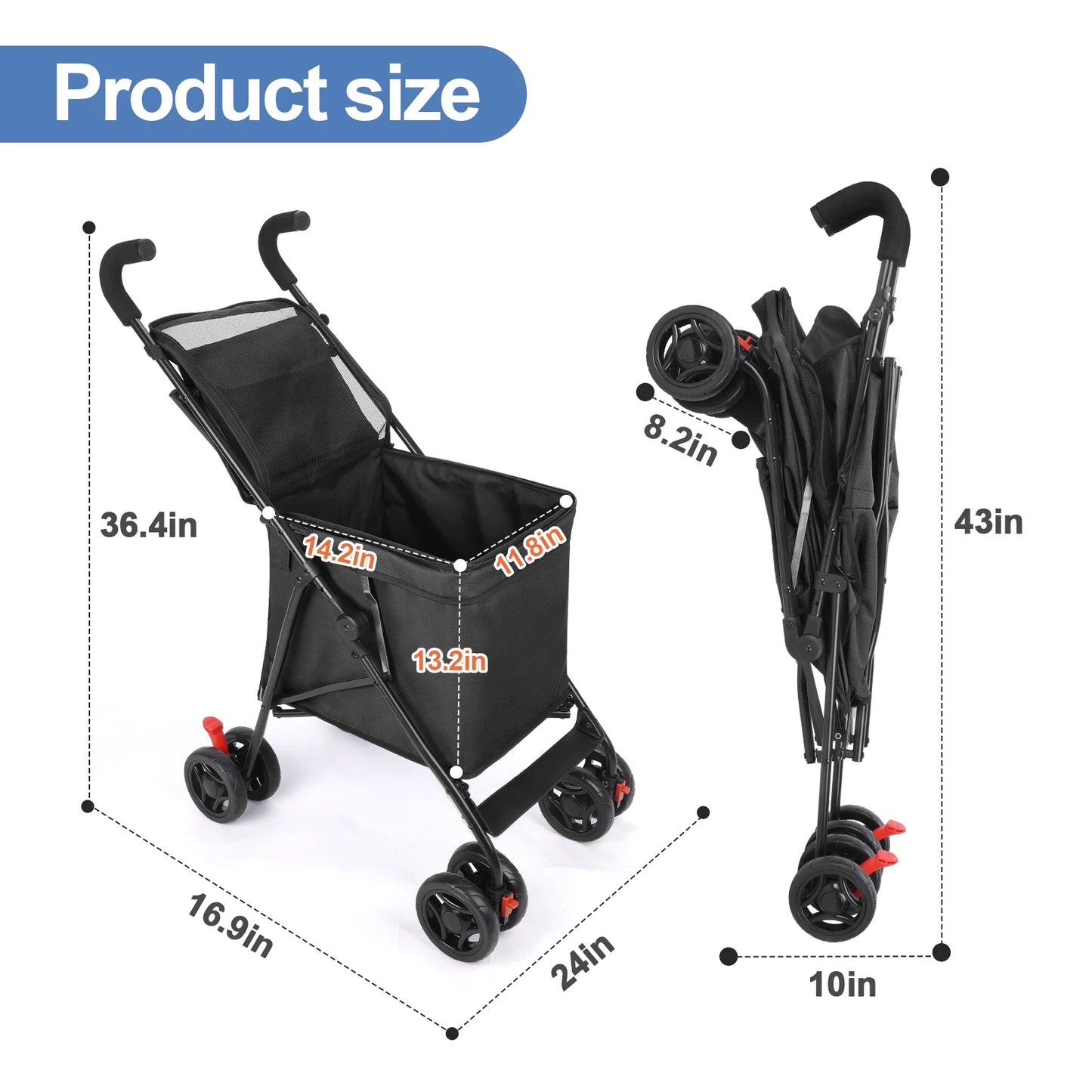 Portable multifunction cart for pets, shopping, picnics.