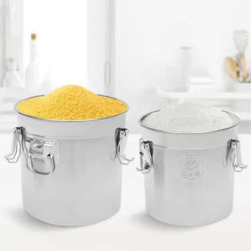 21L/33L Airtight Rice Bucket Canister Food Storage Container 304 Stainless Steel