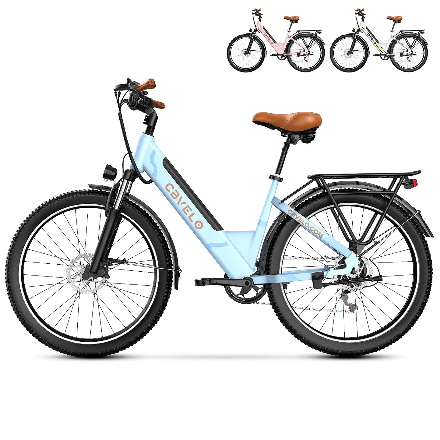 1000W Peak Electric Bike for Adults Cybervelo EK2 26" Step-Thru 14Ah Removable Battery 80Miles City Commuter Ebike