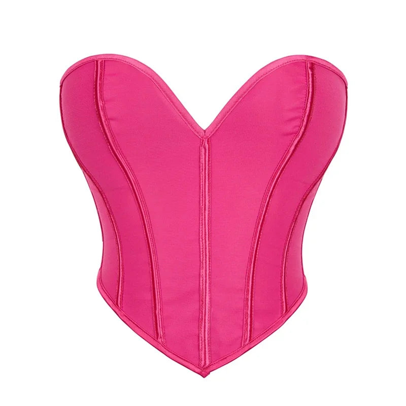 Women Summer Strapless Off Shoulder Corset Camis Crop Tops Backless Bustier Strapless Tube Corselet