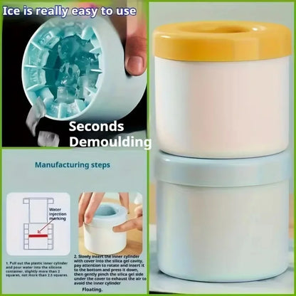 Silicone Ice Cup Mold, Cylinder Ice Cube Maker, Easy Release Freezer Ice Mold for Cocktails & Iced Drinks
