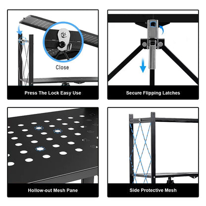 Heavy Duty Adjustable Five‑Tier Metal Shelving With Wheels.