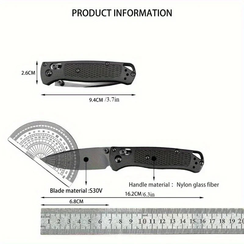 Axle Lock Folding Knife S30V Steel Blade Nylon Fiber Handle Outdoor Camping Survival EDC Practical Cutting Knife