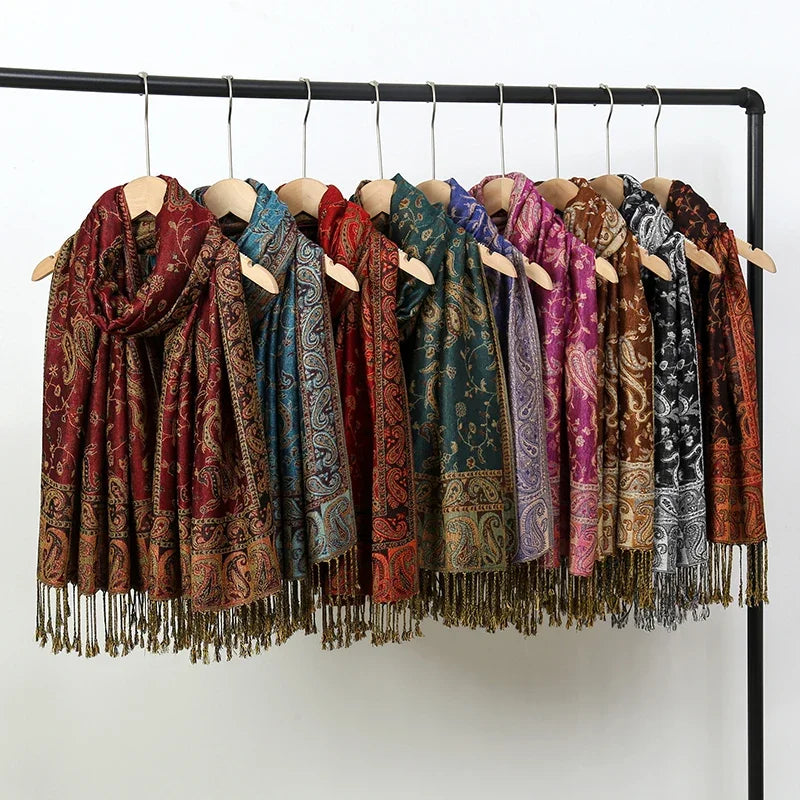 Autumn Winter Scarf Women Pashmina Shawls Cashmere Blanket Paisley Warm Thick Chunky Stoles Lady Elegant Poncho Outdoor Bufanda