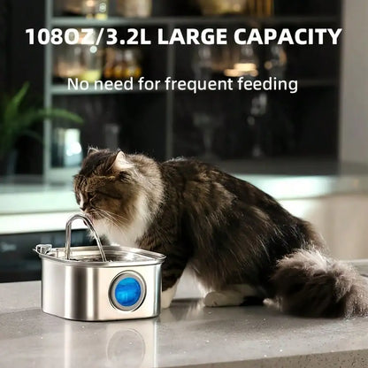Quiet 108oz stainless USB cat and dog fountain.