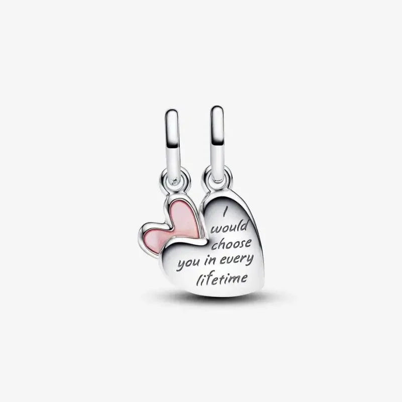 925 Sterling Silver – Mother & Daughter Heart & Star Charms, Glass Hearts & Architectural Designs, DIY Pendants