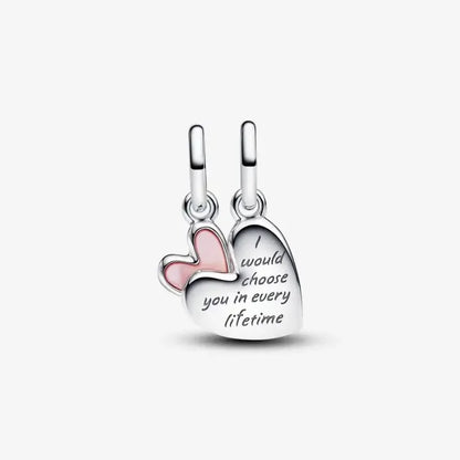 925 Sterling Silver – Mother & Daughter Heart & Star Charms, Glass Hearts & Architectural Designs, DIY Pendants