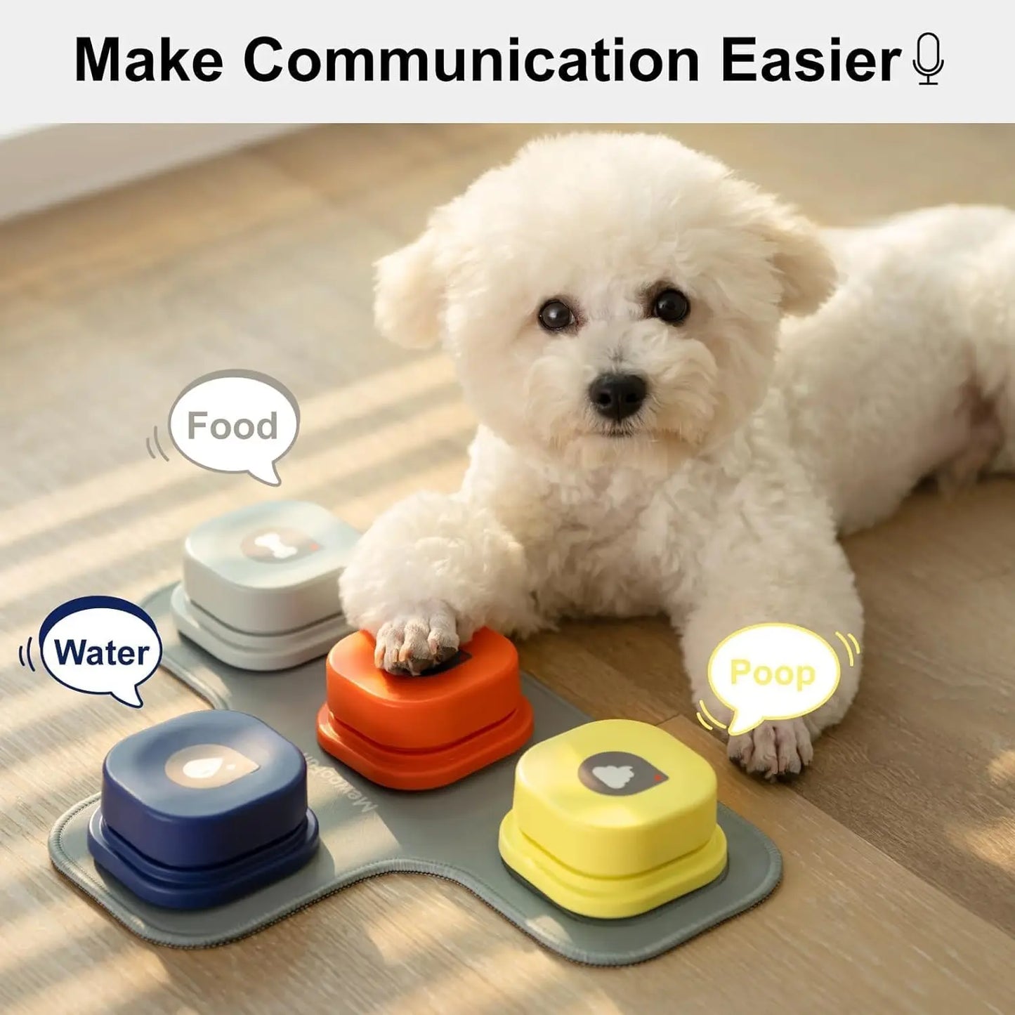 ZUJOLY Dog Button Record Talking Pet Communication Vocal Training Interactive Toy Bell Ringer With Pad and Sticker Easy To Use