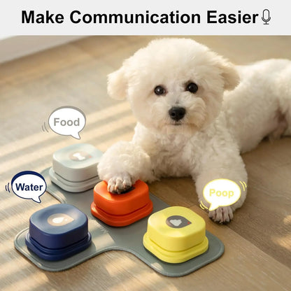 ZUJOLY Dog Button Record Talking Pet Communication Vocal Training Interactive Toy Bell Ringer With Pad and Sticker Easy To Use