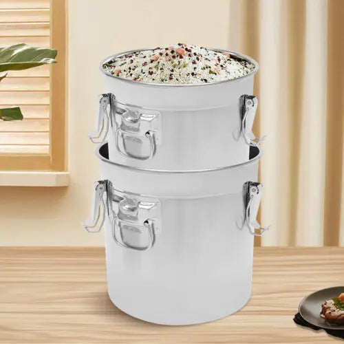 21L/33L Airtight Rice Bucket Canister Food Storage Container 304 Stainless Steel