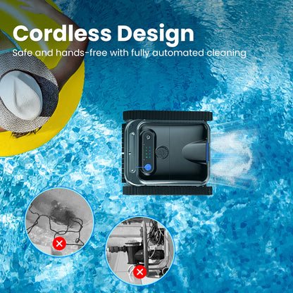 Upgraded Cordless Pool Robot With Powerful Four‑Motor Cleaning.