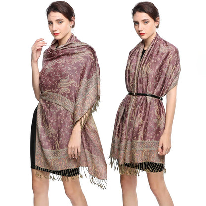 Autumn Winter Scarf Women Pashmina Shawls Cashmere Blanket Paisley Warm Thick Chunky Stoles Lady Elegant Poncho Outdoor Bufanda