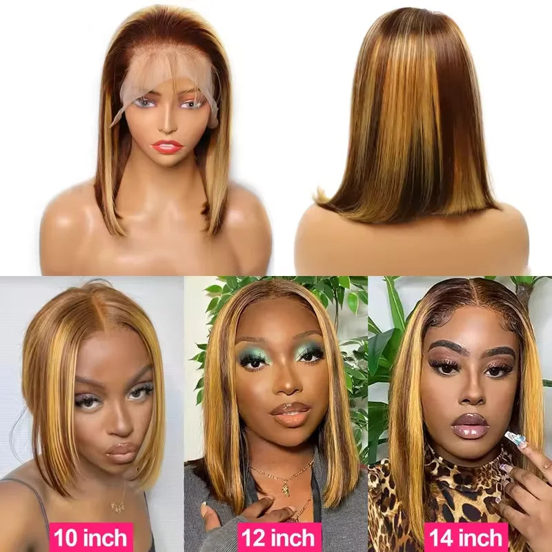 Glueless 4/27 lace bob wig, human hair.