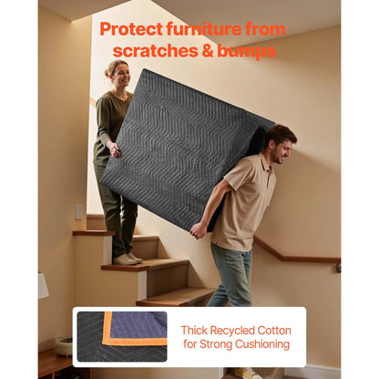 SucceBuy Moving Blanket 6/12Pcs Packing Blankets with Cotton Filling Nonwoven Fabric Padded Moving Blanket for Shipping Wrapping