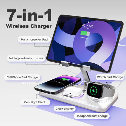 Magnetic 7-in-1 15W Type-C wireless charger stand
