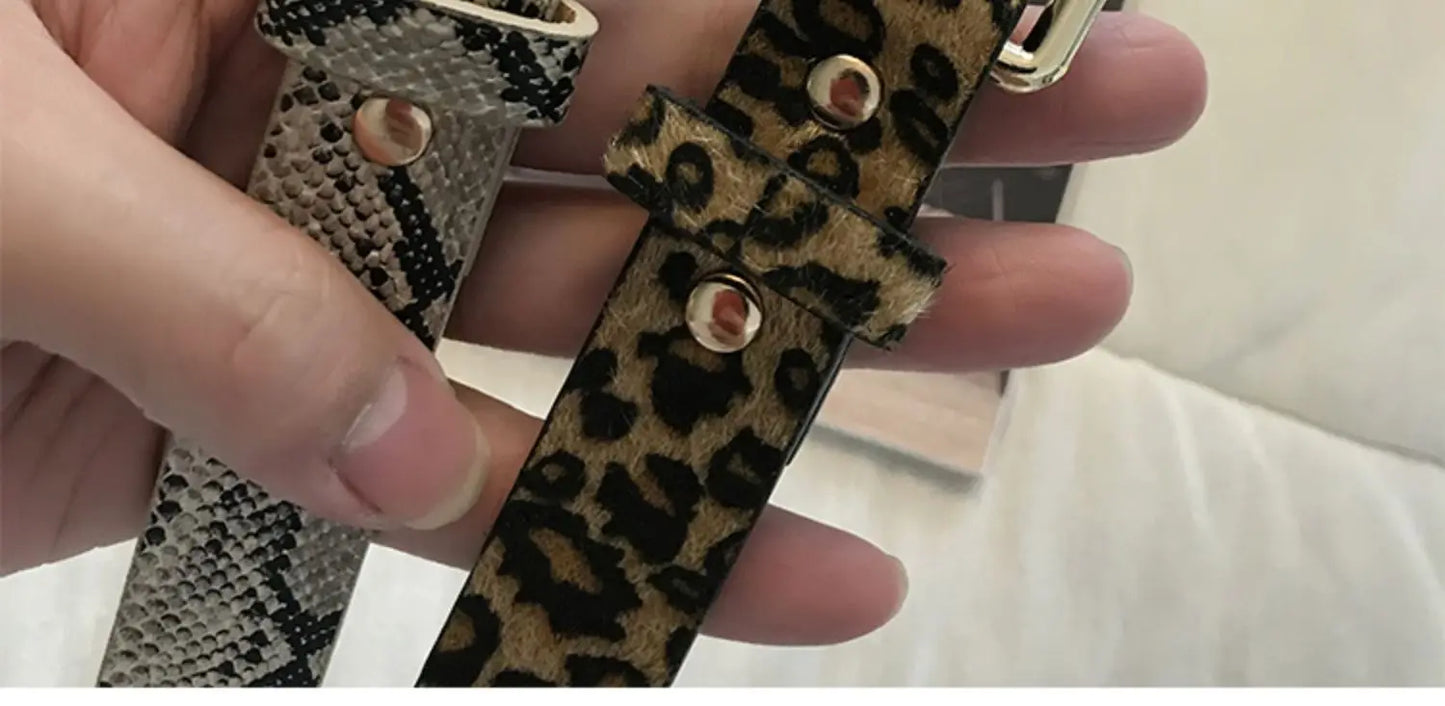 Hot Sale New Fashion Customized PU Leather Leopard Snake Print Slim Belt For Women
