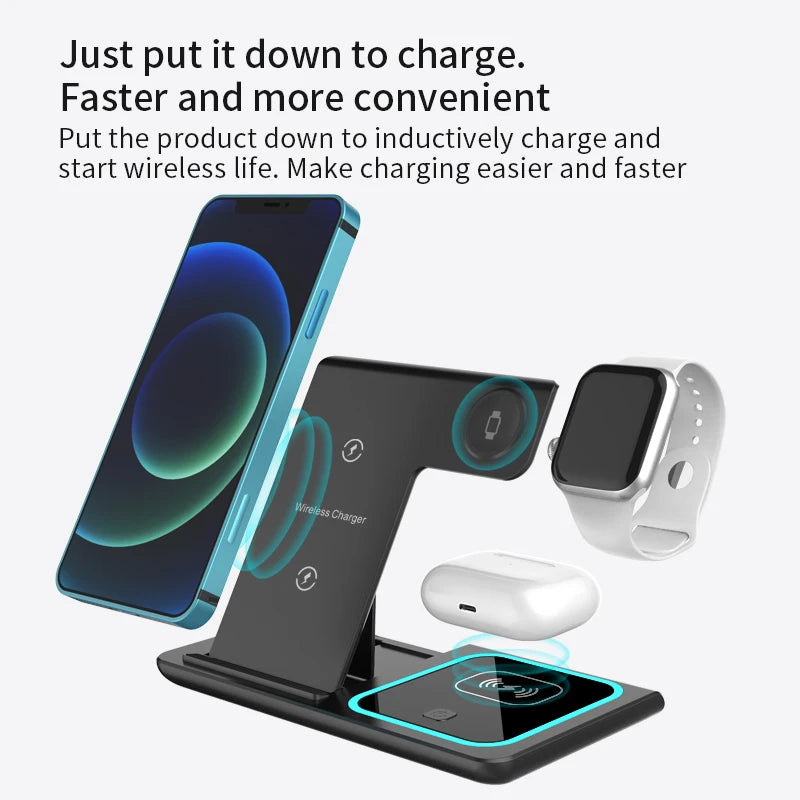30W LED Fast Wireless Charger Stand For iPhone 15 14 13 12 11