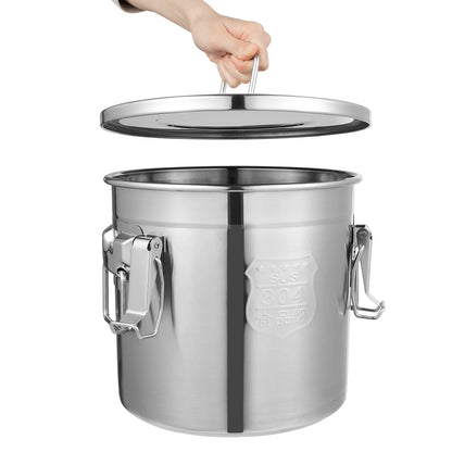 21/33L Stainless Steel Storage Bucket With Lids and 3 Sturdy Locking Clamp Storing Various Dry/Wet Items