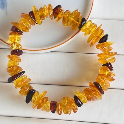 Natural Amber Bracelet Women Healing Gemstone Fine Jewelry Genuine Baltic Ambers Tumbled Stone Bracelets Raw Stones Bangles