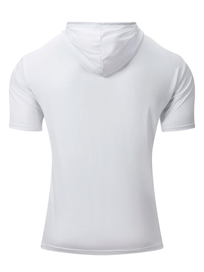 Summer Men's Hooded Sweatwear Casual Short Sleeve Loose T-shirt Solid Color Lightweight Hoodie Fitness Breathable Tops