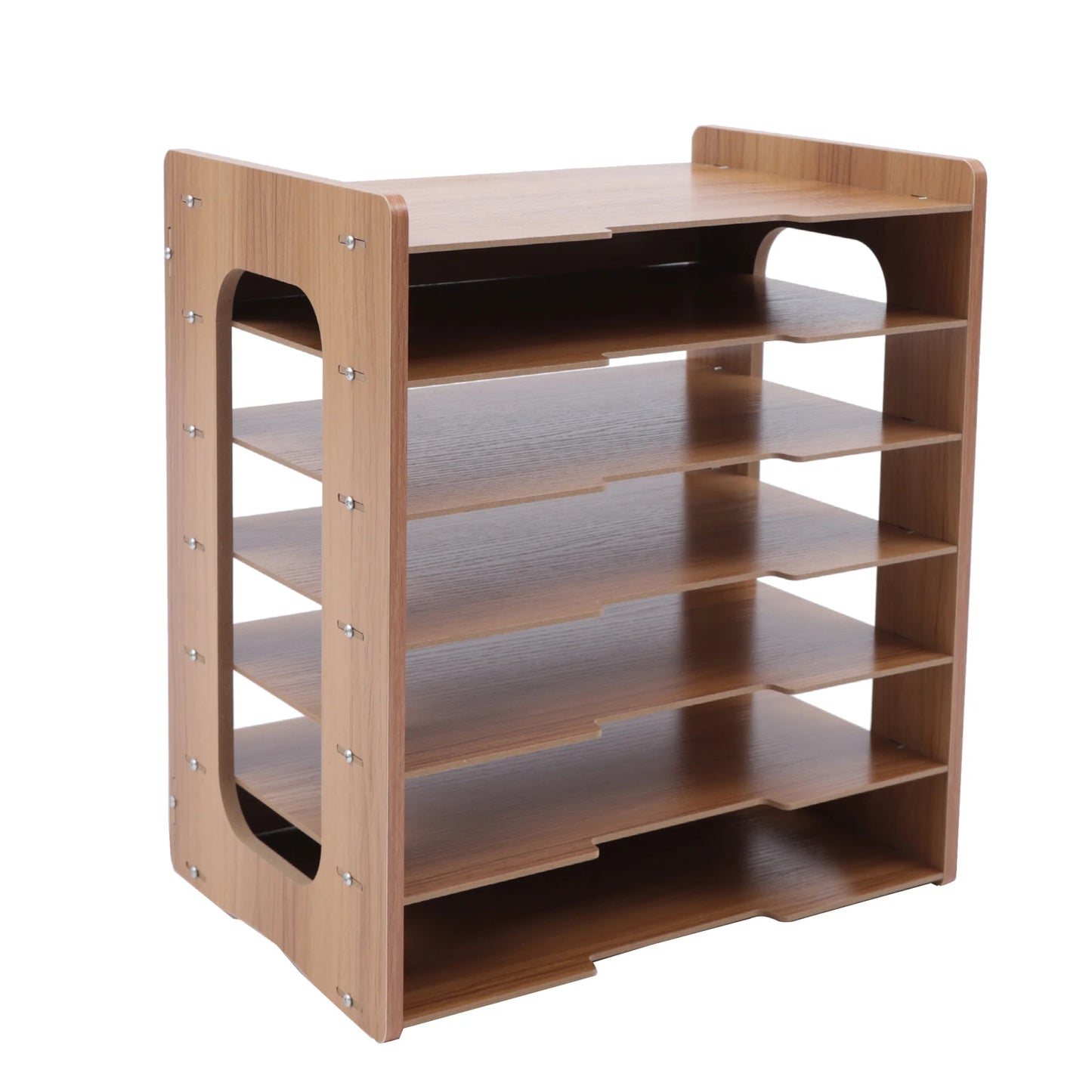 Seven‑Tier Wooden Desk Paper Organizer And Sorter.