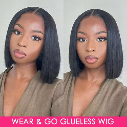 Glueless 4/27 lace bob wig, human hair.