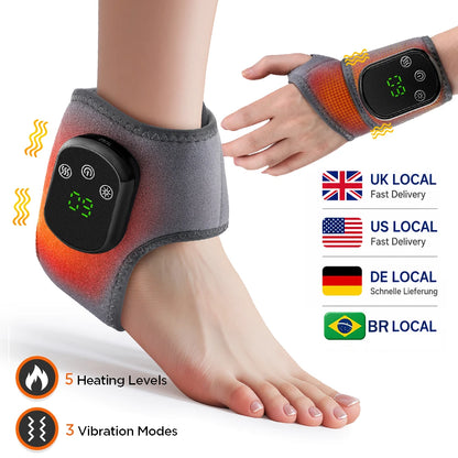 Heated Wrist & Foot Massager for Carpal Tunnel, Cordless Hand Wrist Brace with 5 Heat & 3 Vibration Modes, Arthritis Pain Relief