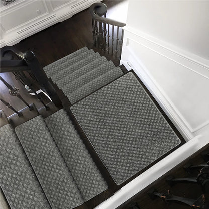 Non‑slip bullnose carpet stair treads, soft and washable.