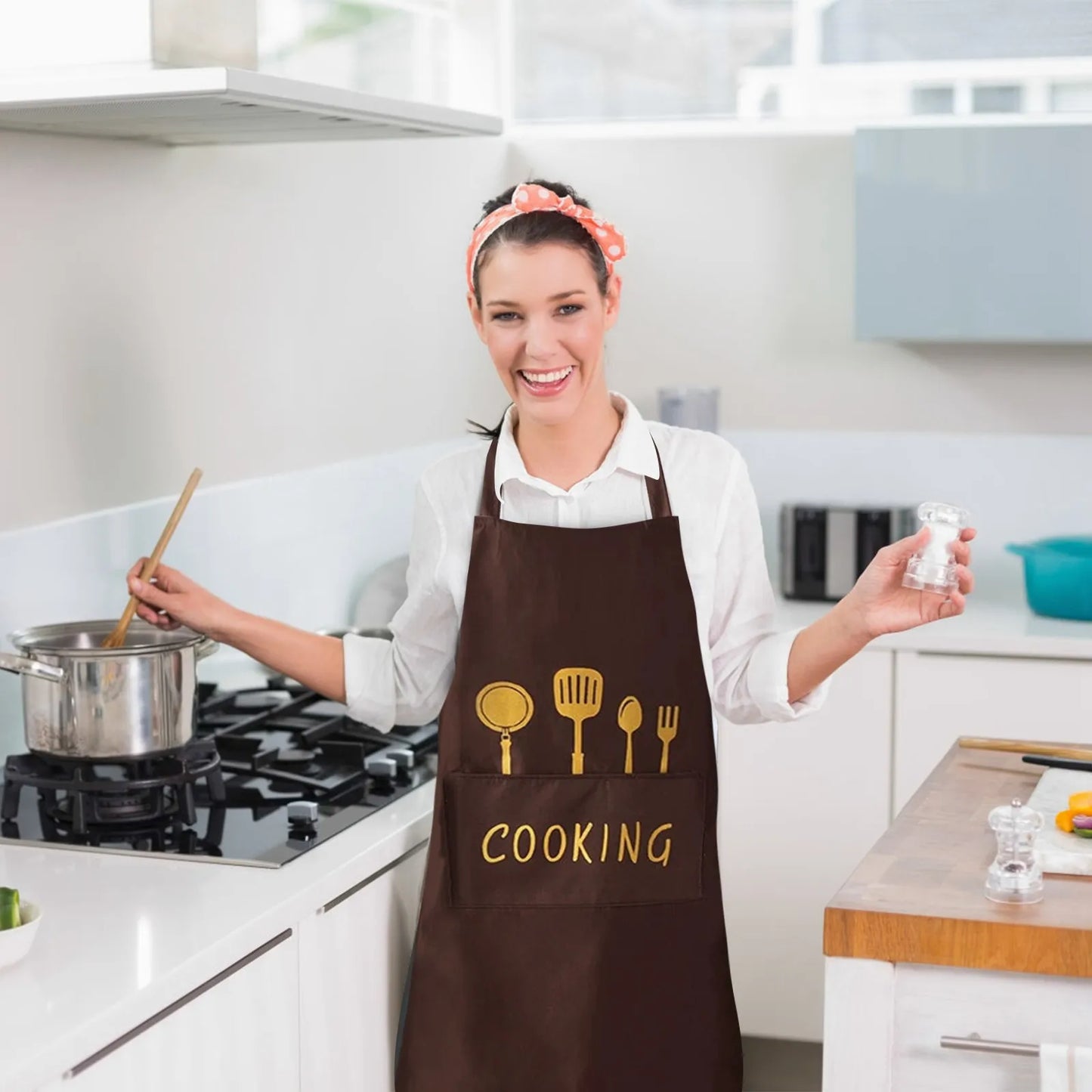 Fashion Cute Printed Apron Unisex Kitchen Cooking Apron Suitable For Cleaning Gardening Handmade Kitchen Cooking