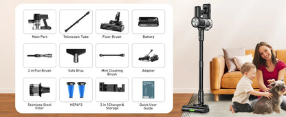 55Kpa Cordless Vacuum With Long Runtime And Anti‑Tangle.