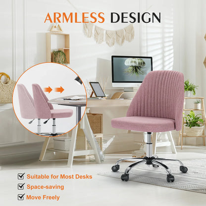 JHK Armless Small Desk Office Chair Cute Vanity Swivel Chair