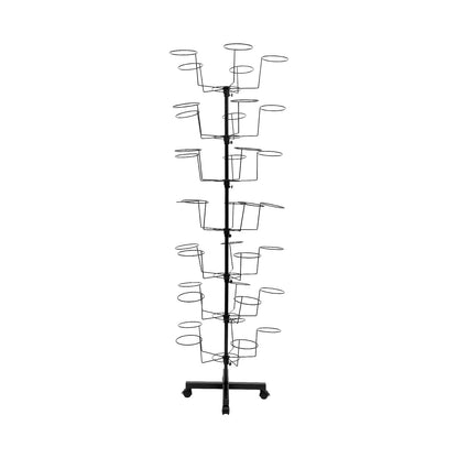 7 Tier Hat Rack Black Freestanding Hat Stand Large Capacity Holds 35 Hats Rotating Display Shelf Space Saving Floor Organizer for Hats Shop Retail Store Home Easy Access