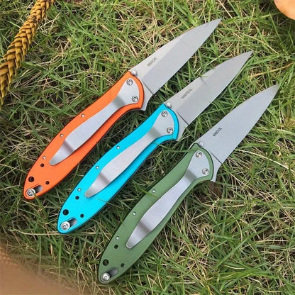 KS 1660 Ken Onion Leek Assisted Flipper Knife Bead Blast Plain Blade Stainless Steel Handles