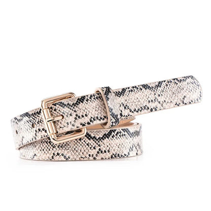 Hot Sale New Fashion Customized PU Leather Leopard Snake Print Slim Belt For Women