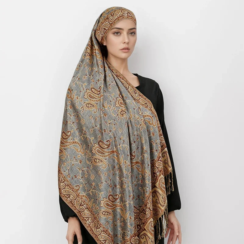 Autumn Winter Scarf Women Pashmina Shawls Cashmere Blanket Paisley Warm Thick Chunky Stoles Lady Elegant Poncho Outdoor Bufanda