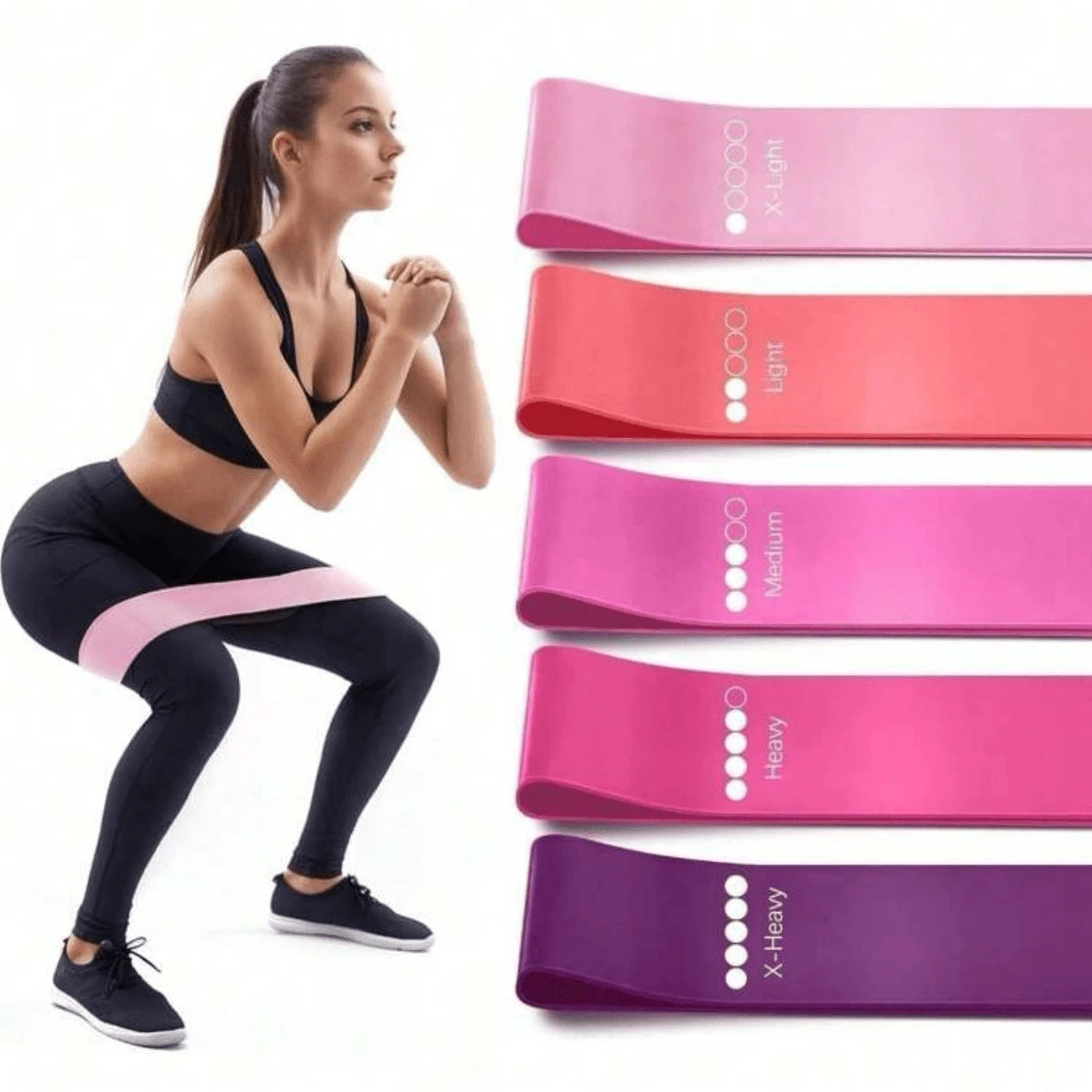 5Pcs Resistance Bands Set Fitness Elastic Loop Bands Yoga Pilates Exercise Stretch Bands for Glutes Legs Workout Training