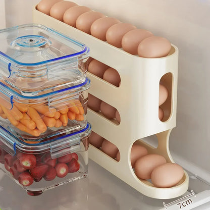 Four‑Layer Automatic Rolling Egg Holder For Fridge.