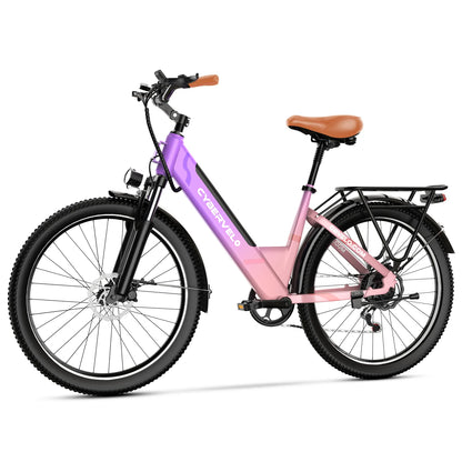 1000W Peak Electric Bike for Adults Cybervelo EK2 26" Step-Thru 14Ah Removable Battery 80Miles City Commuter Ebike