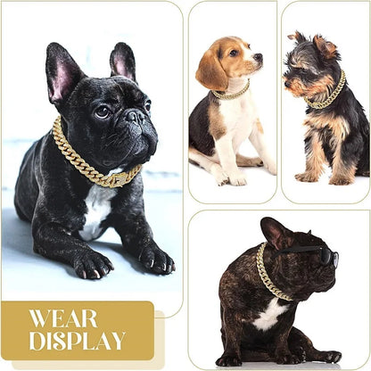 Dog Chain Collar Luxury Gold Pet Metal Chain Collar For Small Medium Large Dogs Cats Pet Jewelry Necklace Accessory