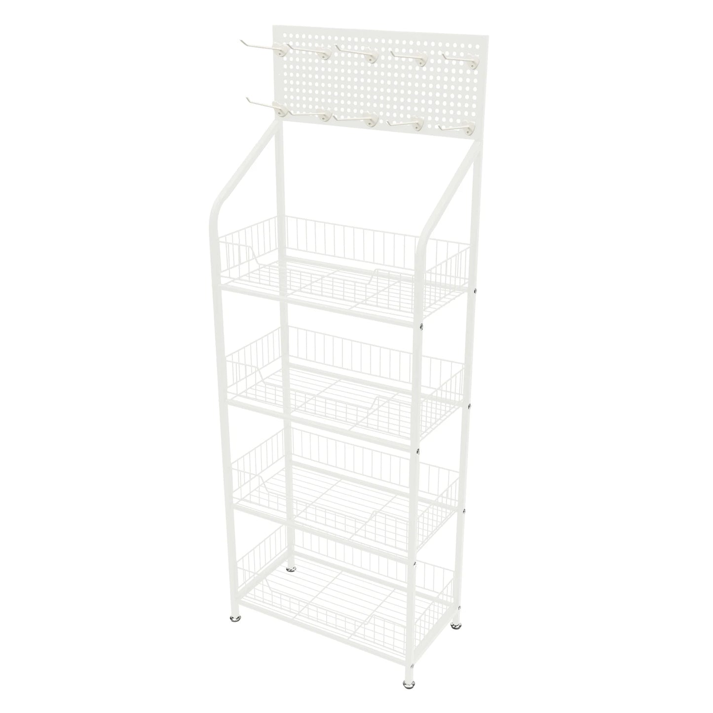 Four Tier Display Snack Rack With Universal Wheels.
